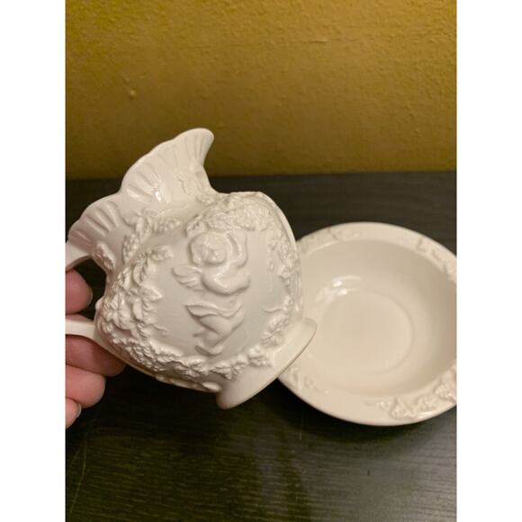 Vintage Lefton China 3D Floral Pitcher Basin Bisque Mini Porcelain 3.0” Japan‎ - Picture 5 of 10